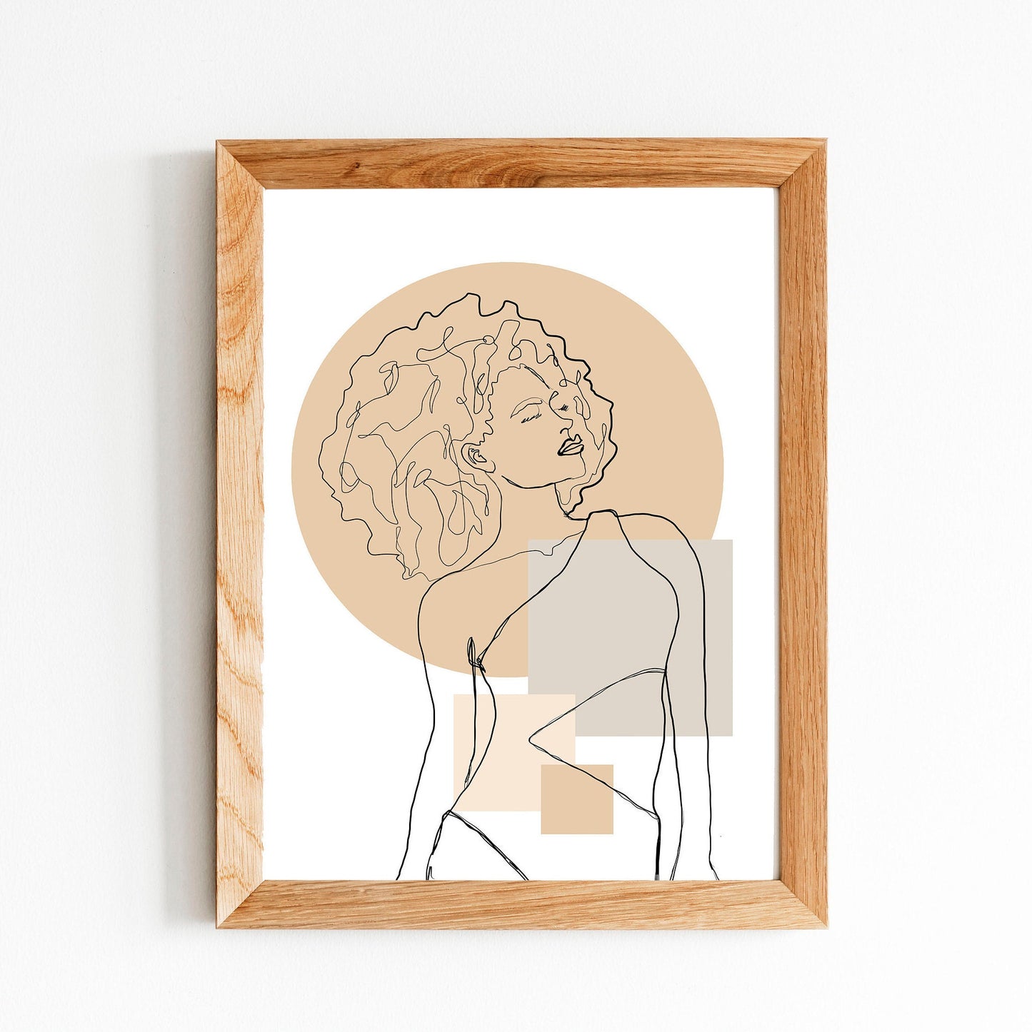 SunBathe Woman Line Art Print | Printable wall art, Beach One Line Art, Black woman art, Instant Download, Natural Hair, Minimal Line Art