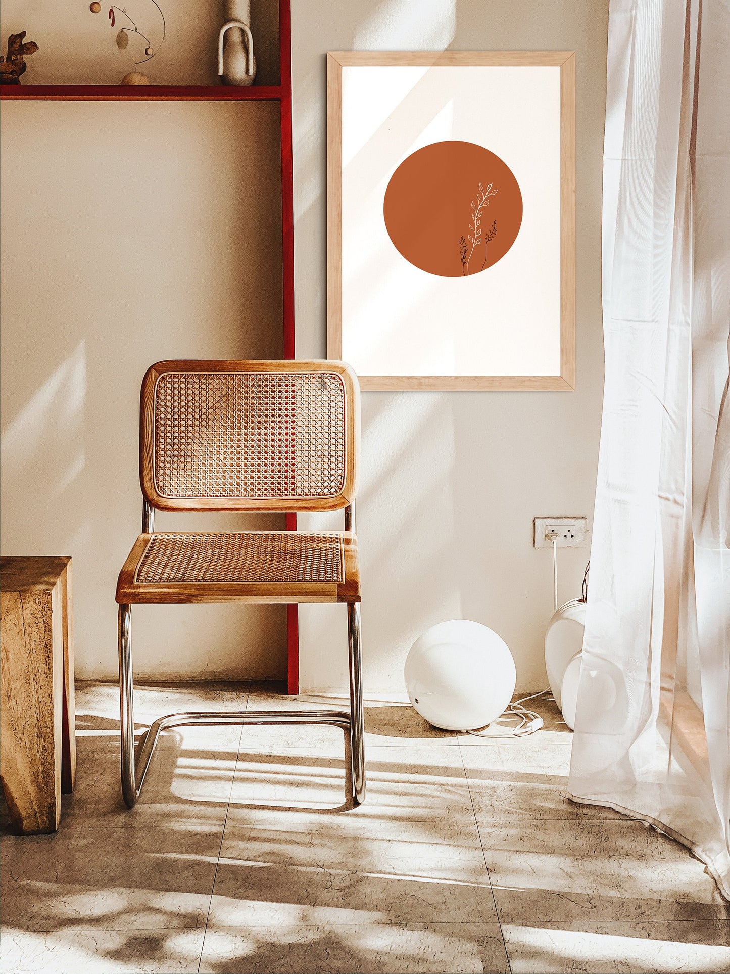 Terracotta Sun Art | Instant Download, Neutral Art, Mid-Century Modern Art, Monochromatic Art, Digital Print Art, Abstract Boho Art