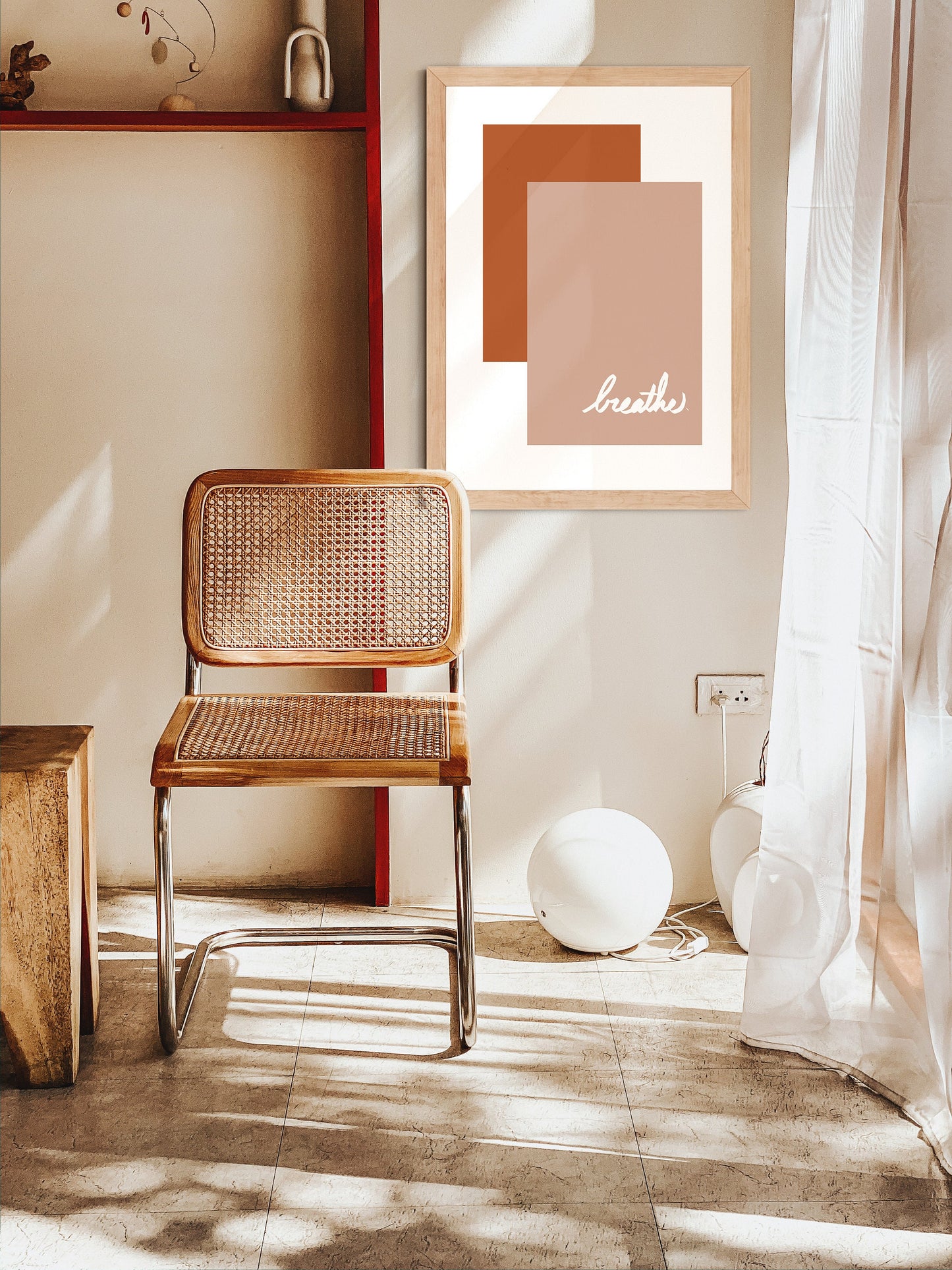 Breathe Wall Art | Instant Download, Word Art, Encouraging Wall Art, Mid-Century Modern Art, Digital Print Art