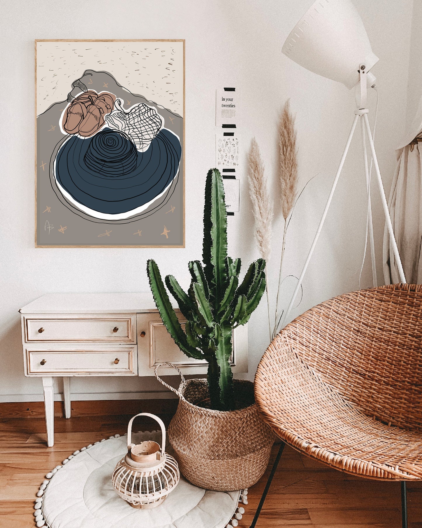 Beach Day Wall Art | Instant Download, Abstract Wall Art, Landscape Wall Art, Black Woman Art, Mid Century Modern Art