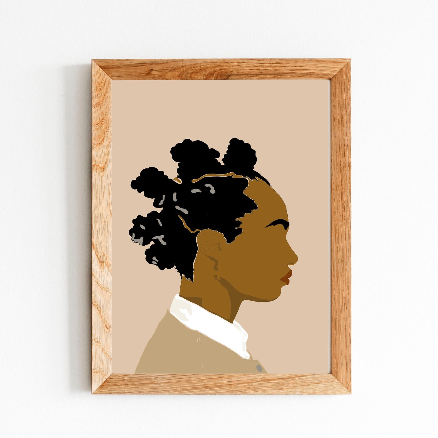 Black Bantu Knots Art | Instant Download, Black Girl Art, Afro American Art, Curly Hair Art, Black Woman Art, Mid Century Modern Art