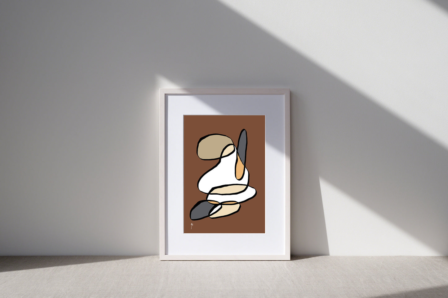 Abstract Oval Boho Art | Instant Download, Geometric Art, Mid-Century Modern Art, Monochromatic Art, Digital Print Art