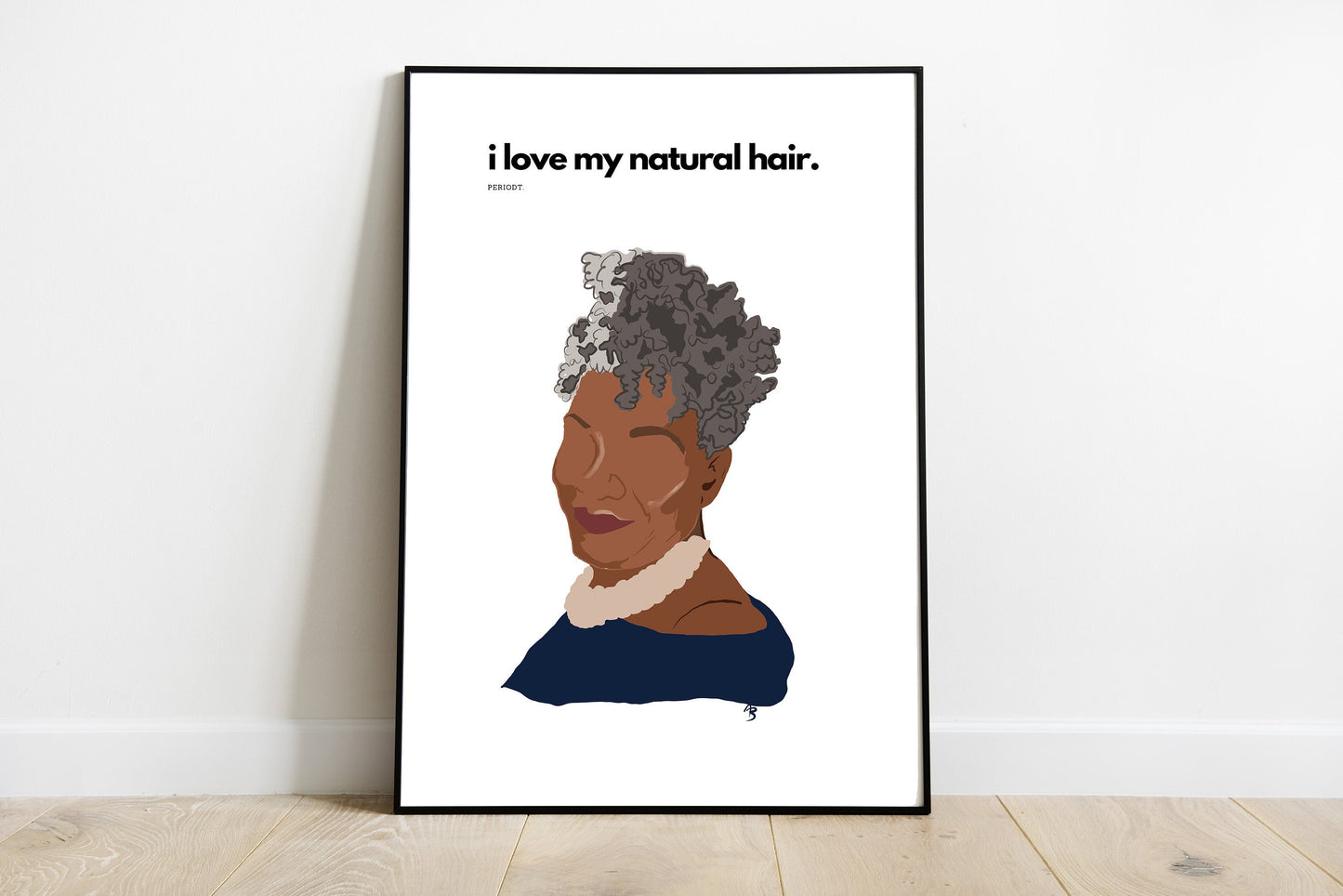 I Love My Natural Silver Curls | Instant Download, Black Girl Boho Art, Gray Hair, Natural Hair Print, Black Woman Art, Mature Woman Art