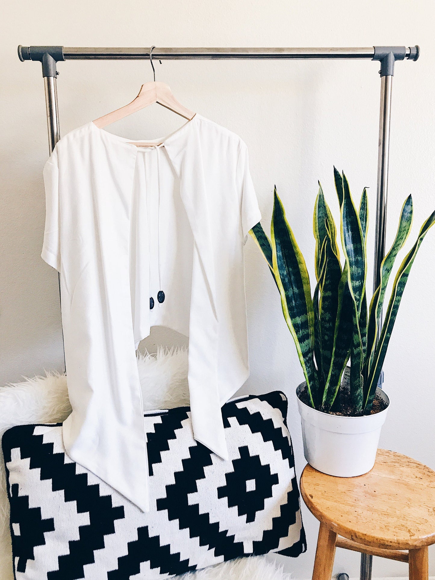 ALANAYA High-Low Tie-Back Blouse