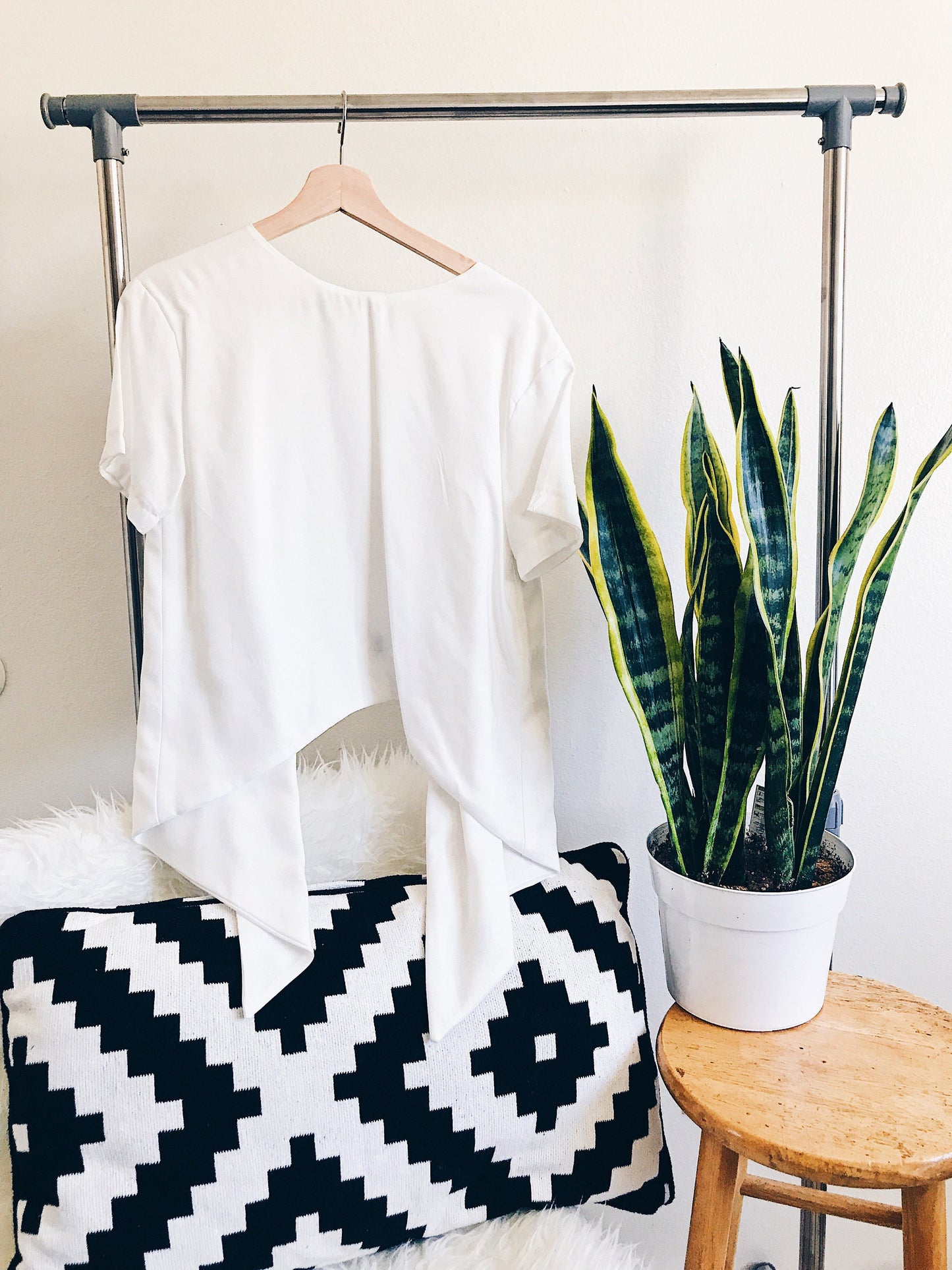 ALANAYA High-Low Tie-Back Blouse