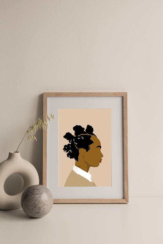 Black Bantu Knots Art | Instant Download, Black Girl Art, Afro American Art, Curly Hair Art, Black Woman Art,  Mid Century Modern Art