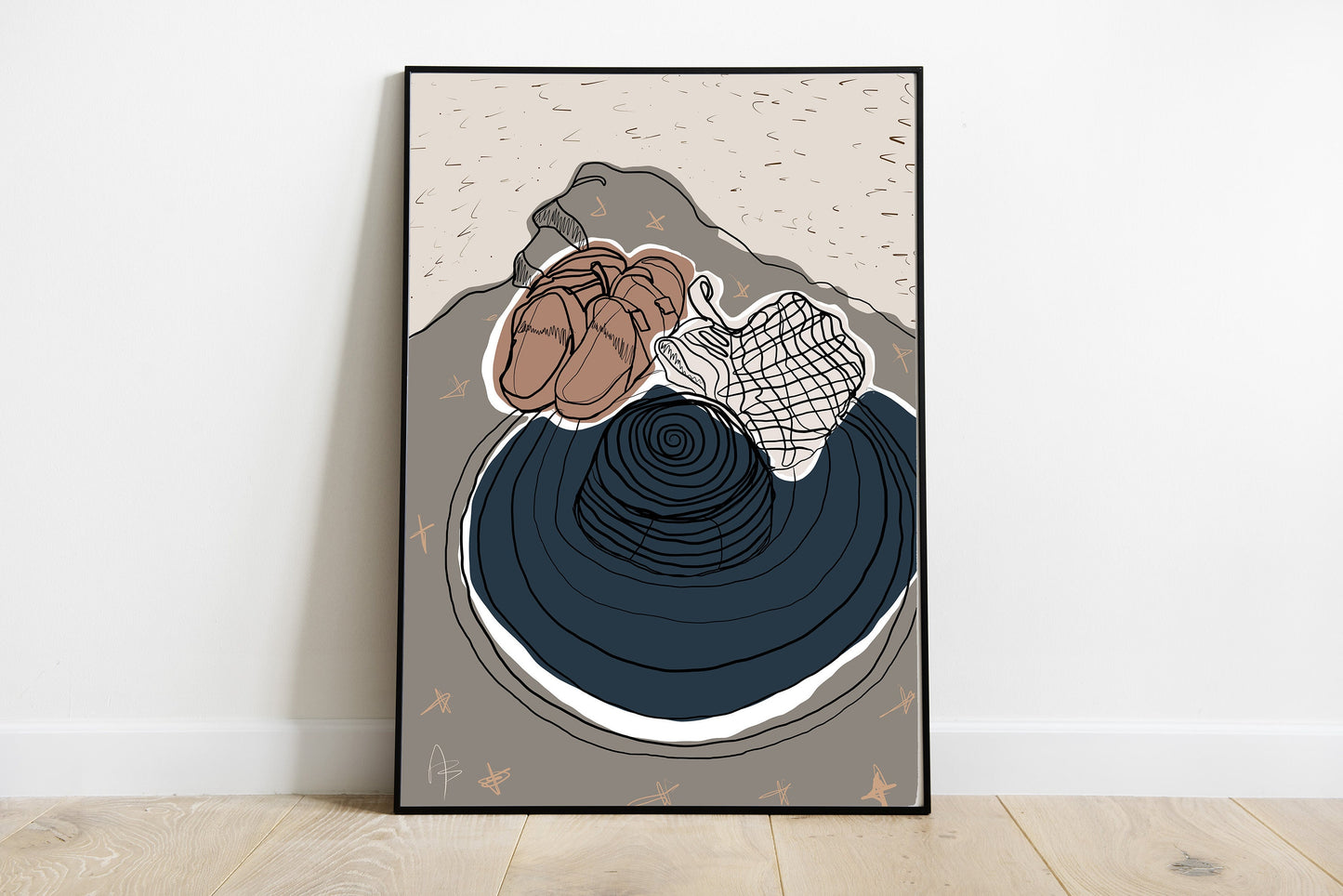 Beach Day Wall Art | Instant Download, Abstract Wall Art, Landscape Wall Art, Black Woman Art, Mid Century Modern Art