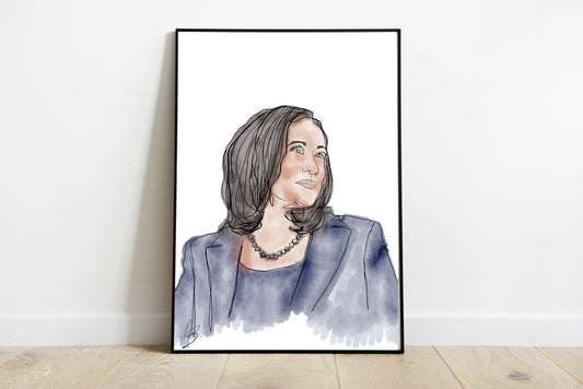 Kamala Harris | Black Girl Art, Instant Download, Black Woman Line Art, Indian Wall Art, Black Woman Art, Line Art, Asian Woman Wall Art