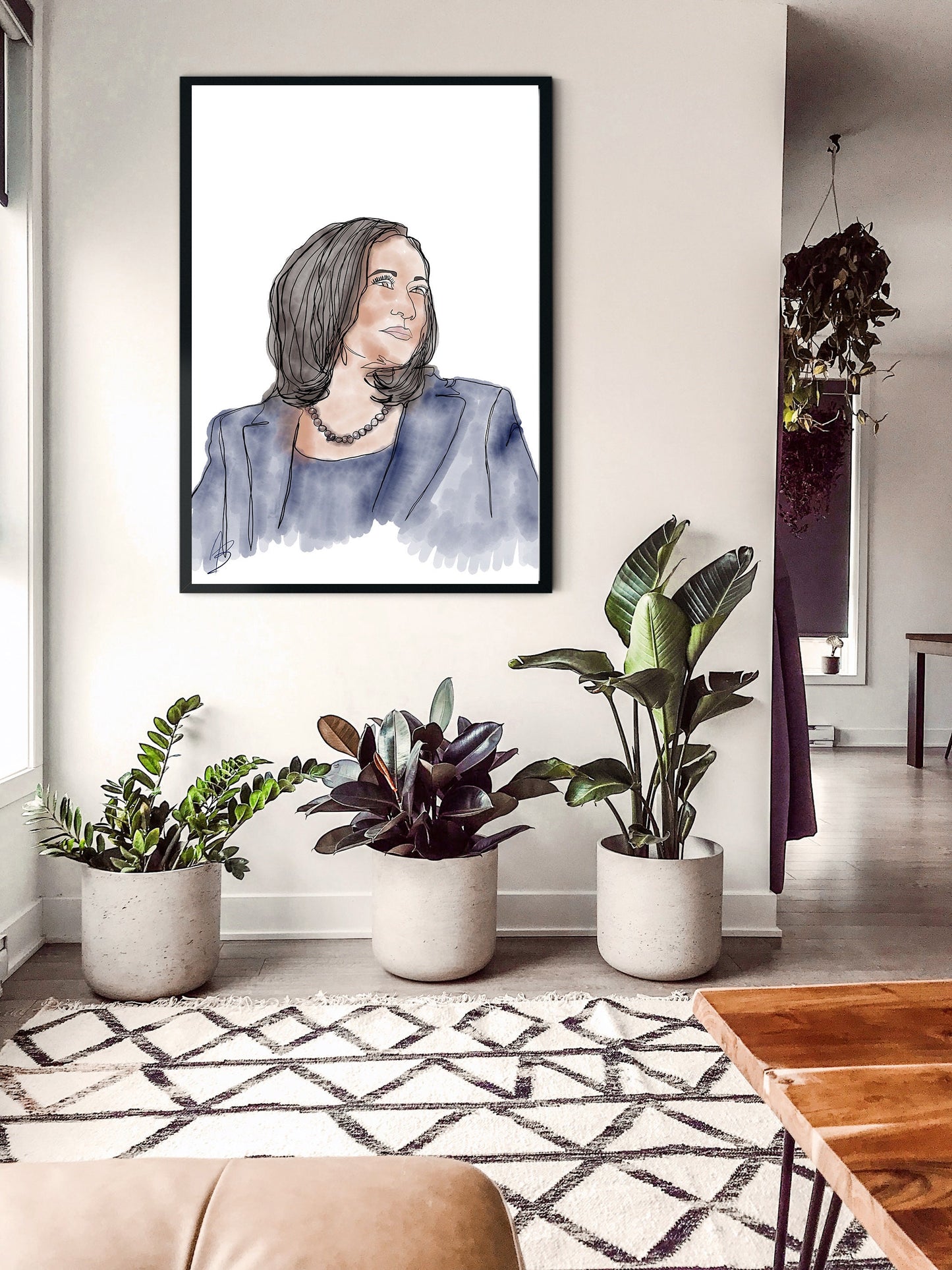 Kamala Harris | Black Girl Art, Instant Download, Black Woman Line Art, Indian Wall Art, Black Woman Art, Line Art, Asian Woman Wall Art