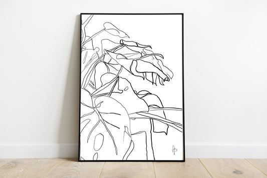 Monstera Line Art | Instant Download, Plant Wall Art, Plant Prints, Digital Prints, Printable Plant Art, Printable Wall Art