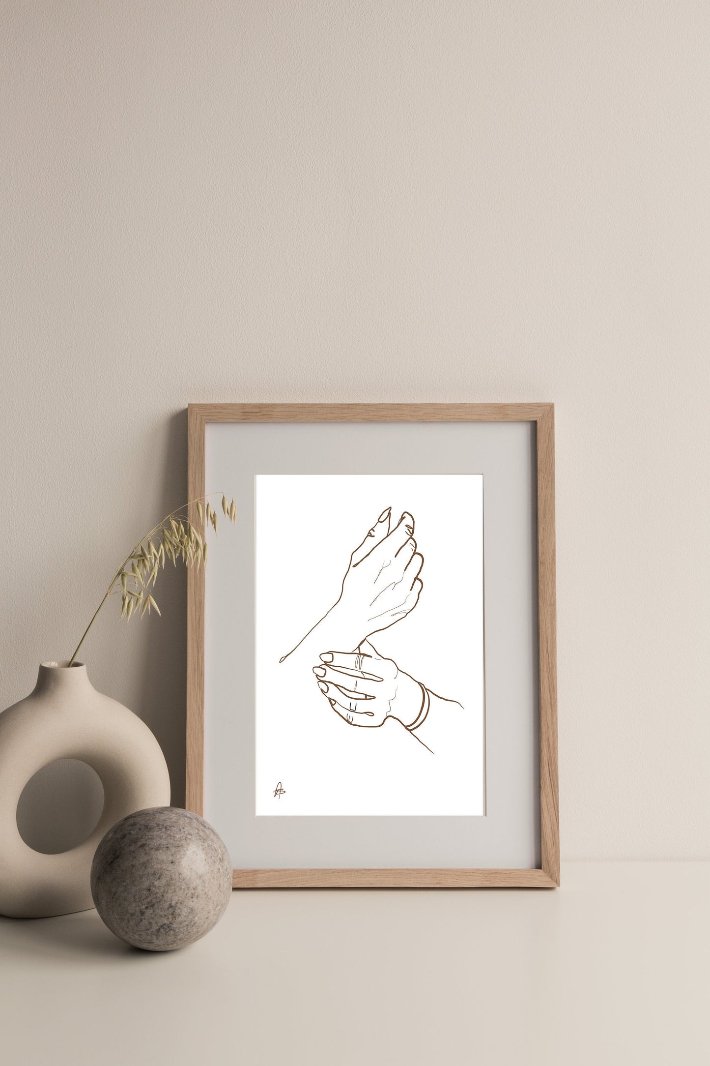 Minimalist Hand Art | Instant Download, Hand Line Art, Neutral Art, Mid-Century Modern Art, Monochromatic Art, Digital Print Art