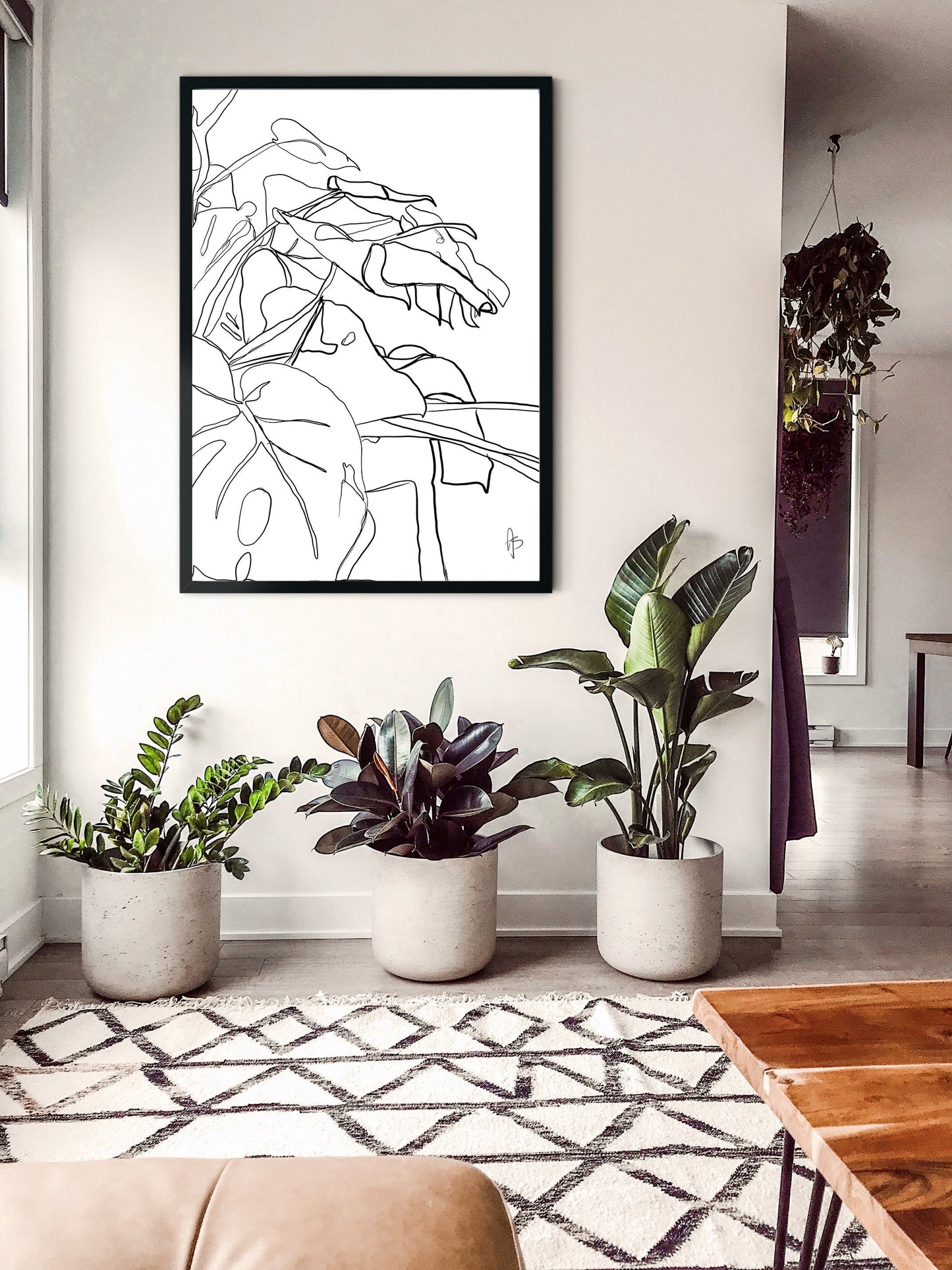 Monstera Line Art | Instant Download, Plant Wall Art, Plant Prints, Digital Prints, Printable Plant Art, Printable Wall Art