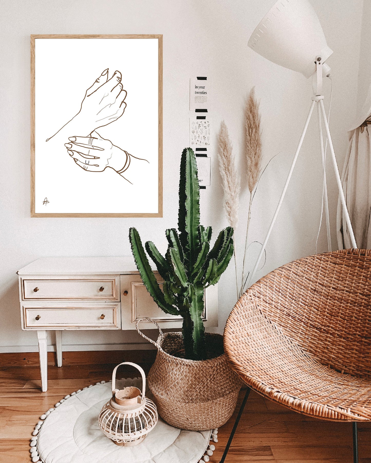 Minimalist Hand Art | Instant Download, Hand Line Art, Neutral Art, Mid-Century Modern Art, Monochromatic Art, Digital Print Art