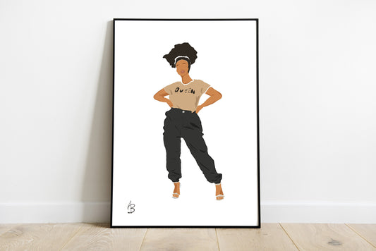 Black Girl Queen Art | Instant Download, Afro American Art, Curly Hair Art, Black Woman Art, Black Girl Fashion Art