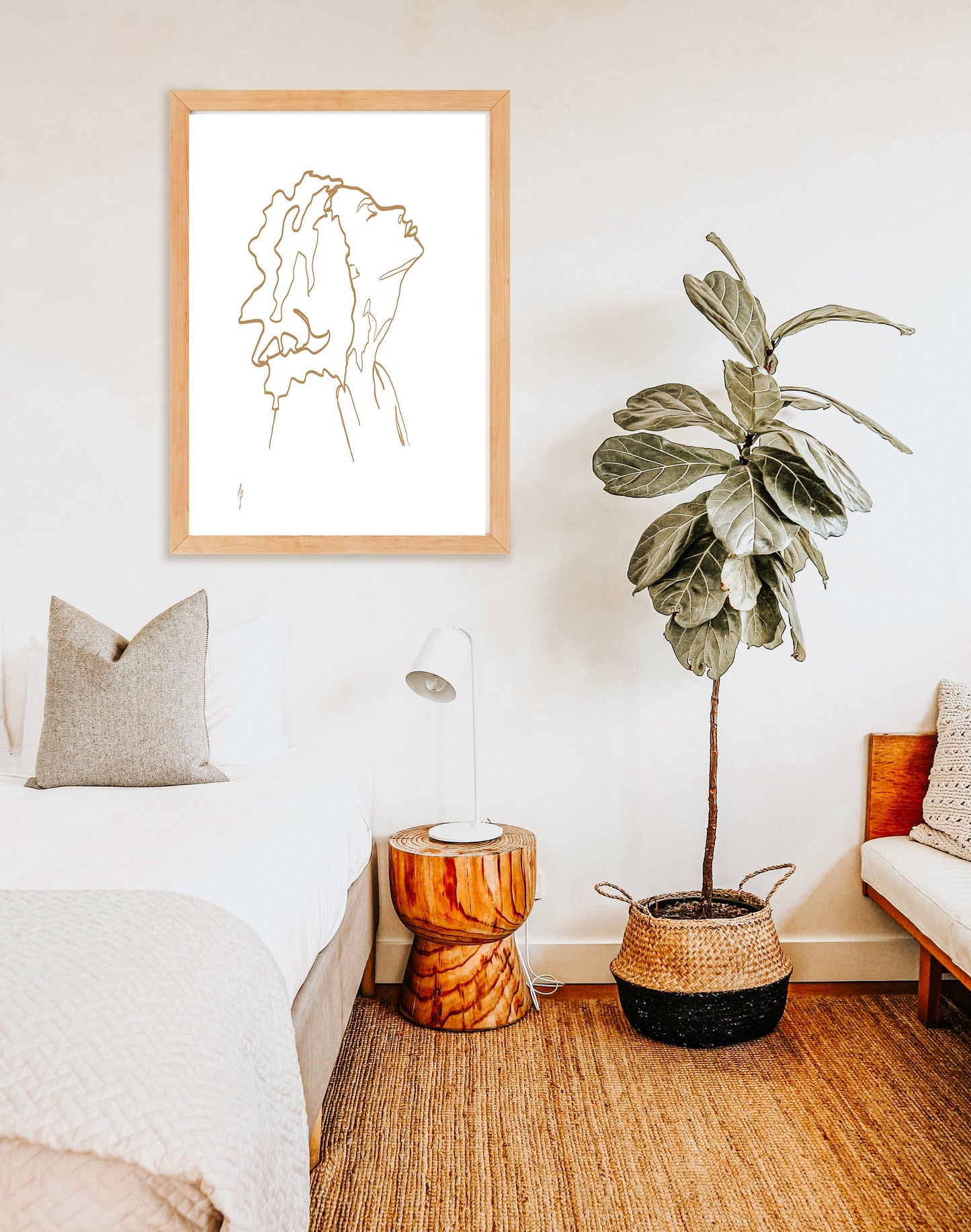 Sun Basked Woman Art | Instant Download, BIPOC Art, Curly Hair Art, Black Woman Art, Woman Line Art, Line Art