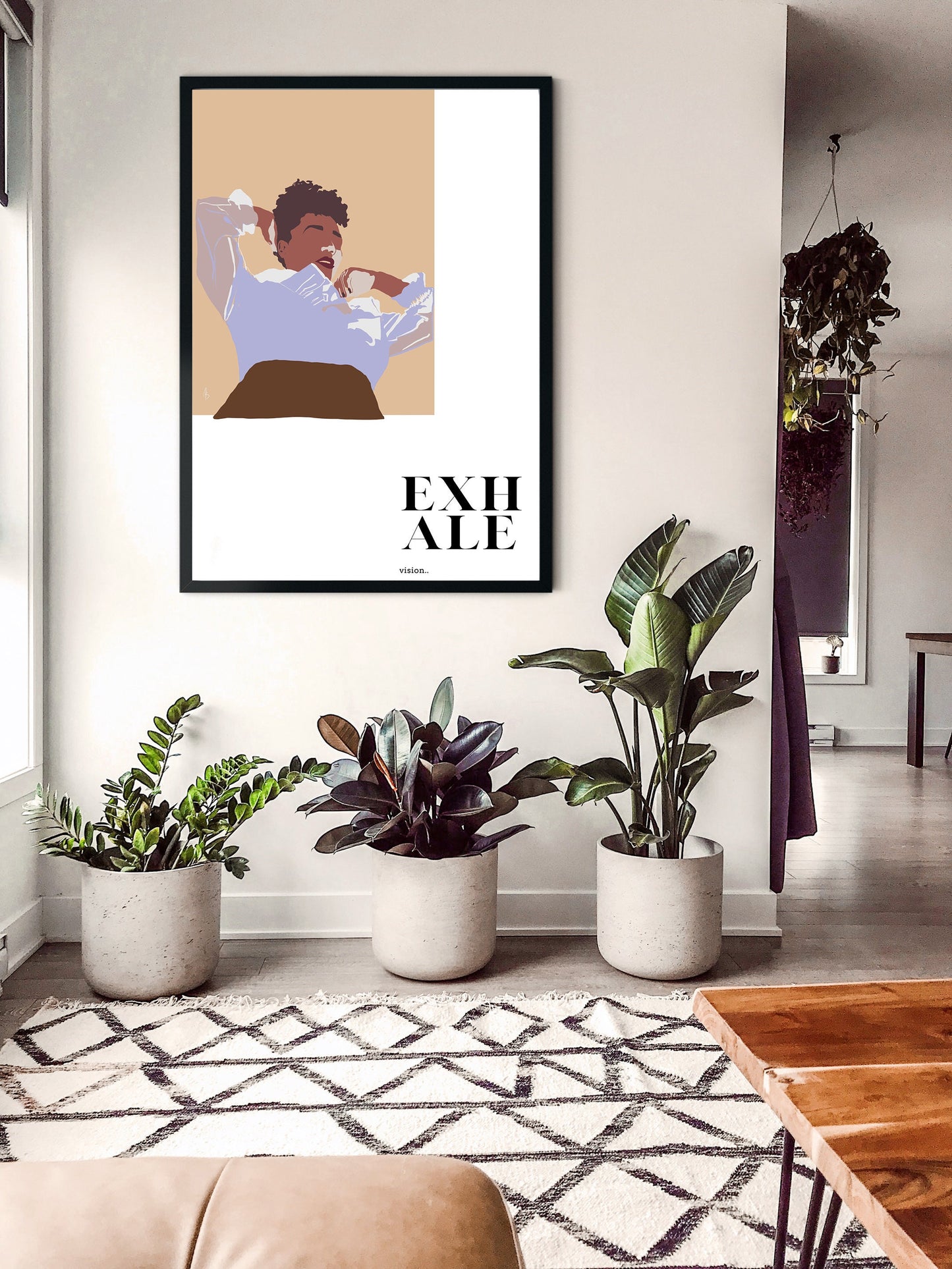 Black Girl Boho Art | Exhale Art, Instant Download, Afro American Art, Boho Black Girl Print, Black Woman Art, Exhale Art, Black Girl Art