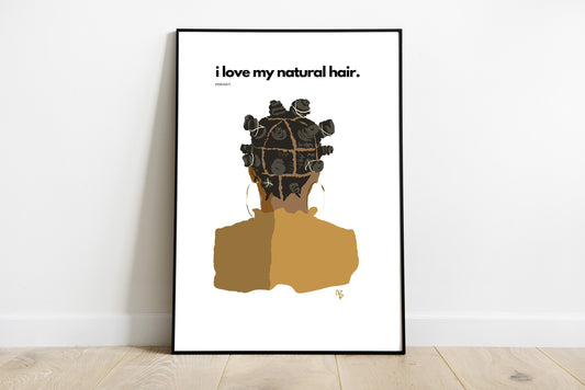I Love My Natural Hair Bantus | Instant Download, Black Girl Boho Art, Afro American Art, Black Girl Print, Black Woman Art, Black Girl Art