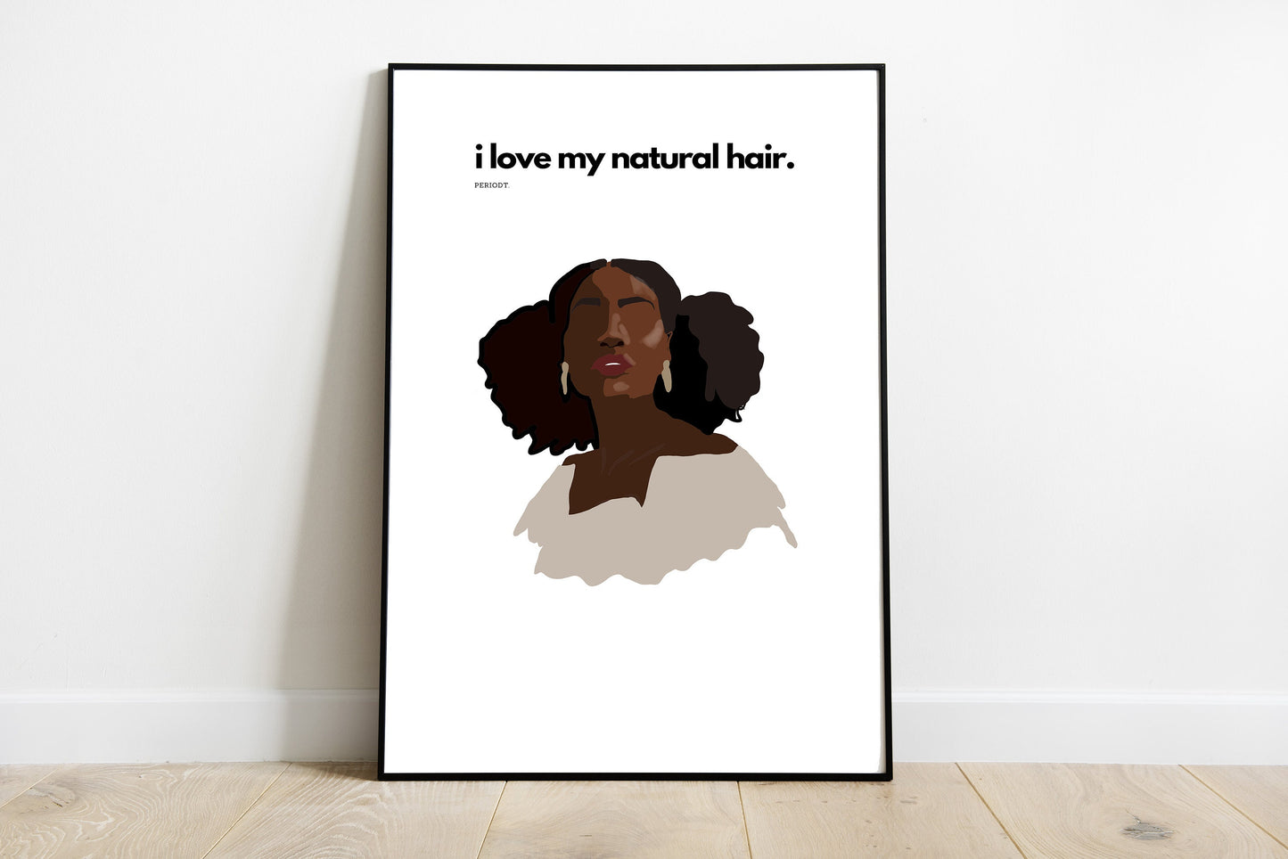 I Love My Natural Afro Puffs | Instant Download, Black Girl Boho Art, Afro-American Art, Natural Hair Print, Black Woman, Black Girl Afro